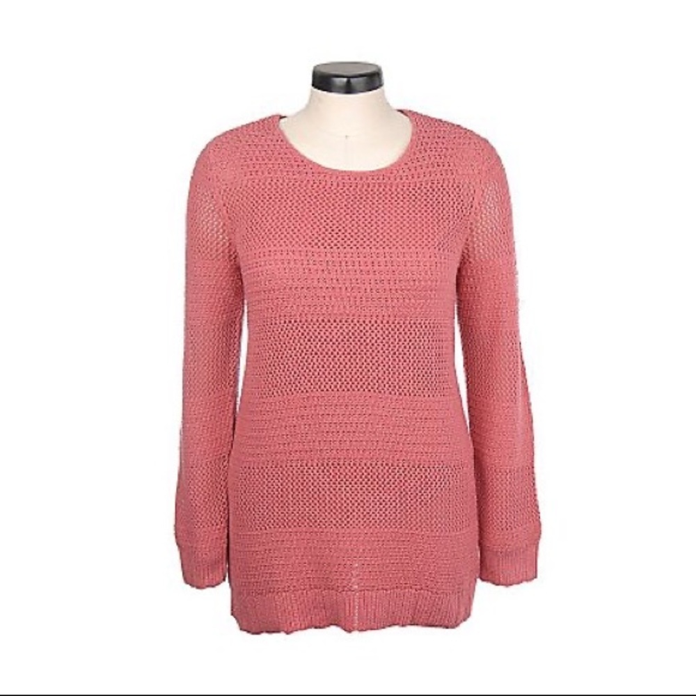 ‘Denim & Co.’ Mesh Crochet Tunic  W/ Knit Tank (Plus)